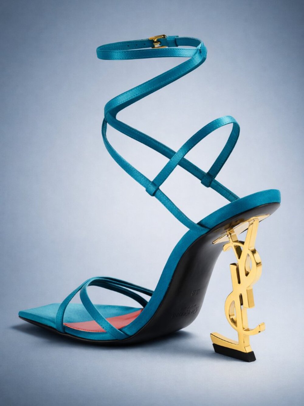 Saint Laurent Women's Blue Opyum 110 Satin Sandal